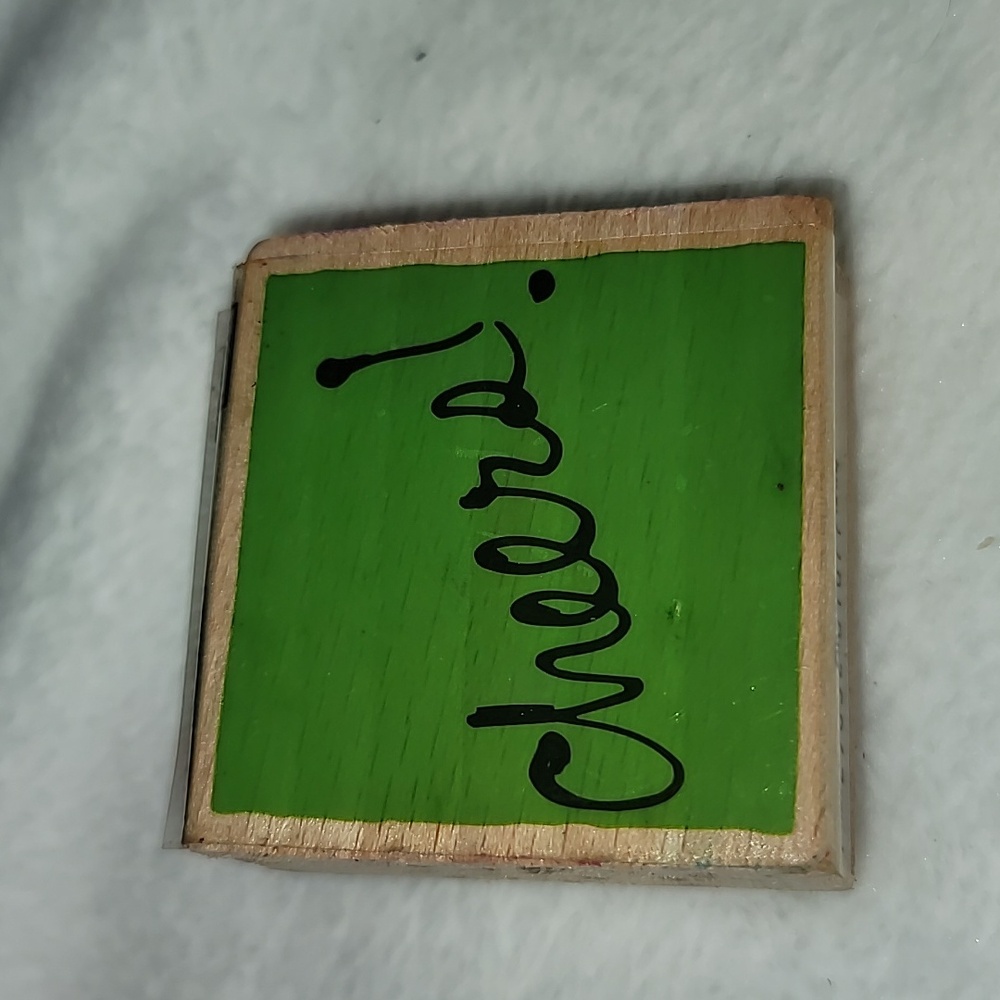 Phrase:Cheers,Wooden Rubber Stamp